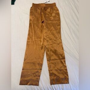 NWT J. Crew Pull-On Washable Silk Charmeuse Pant Golden Toffee Carmel Size 2